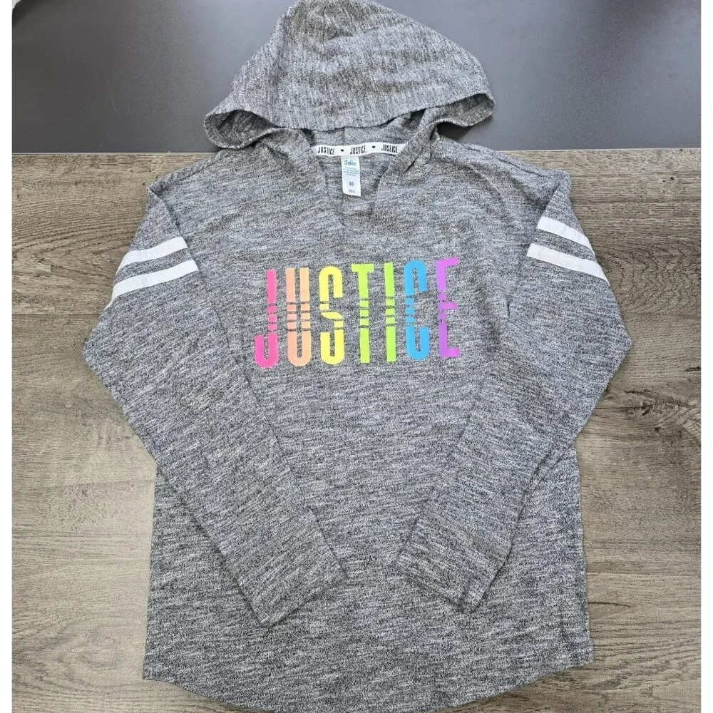 Justice Shirt Bundle Lot Of 3 Lightweight Hooded Tops Pullover Gymnast Size 10